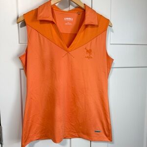 Cutter & Buck Annika Orange Sleeveless Polo golf Shirt size Medium